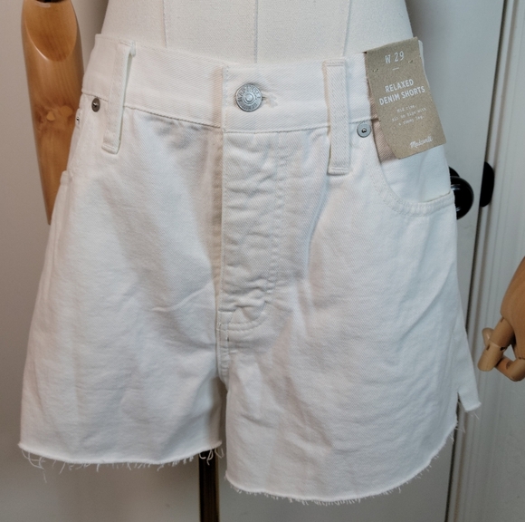 Madewell White Relaxed Denim Shorts Size 29 - Picture 2 of 6